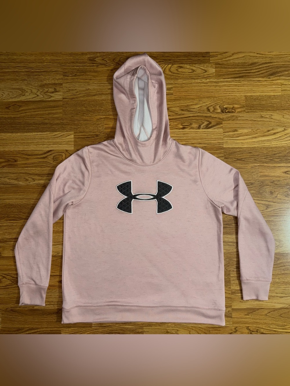 Under Armour Cold Gear Hoodie Women’s Size XL Loose Fit Pink Quilted Gray Logo